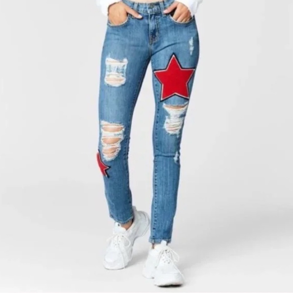 CARMAR Kaveri Ryan Jean with 2 Red Star Patches Size 28